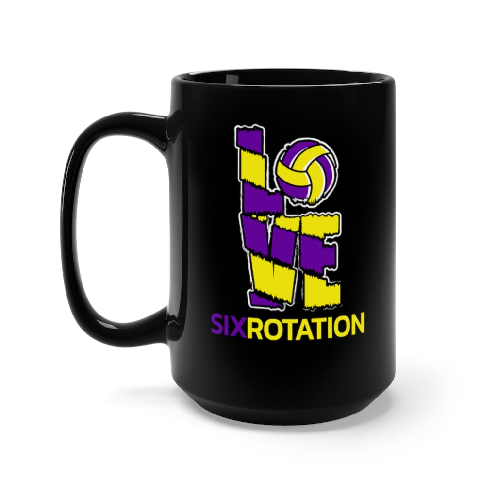 Six Rotation Volley Love LS Black Mug 15oz