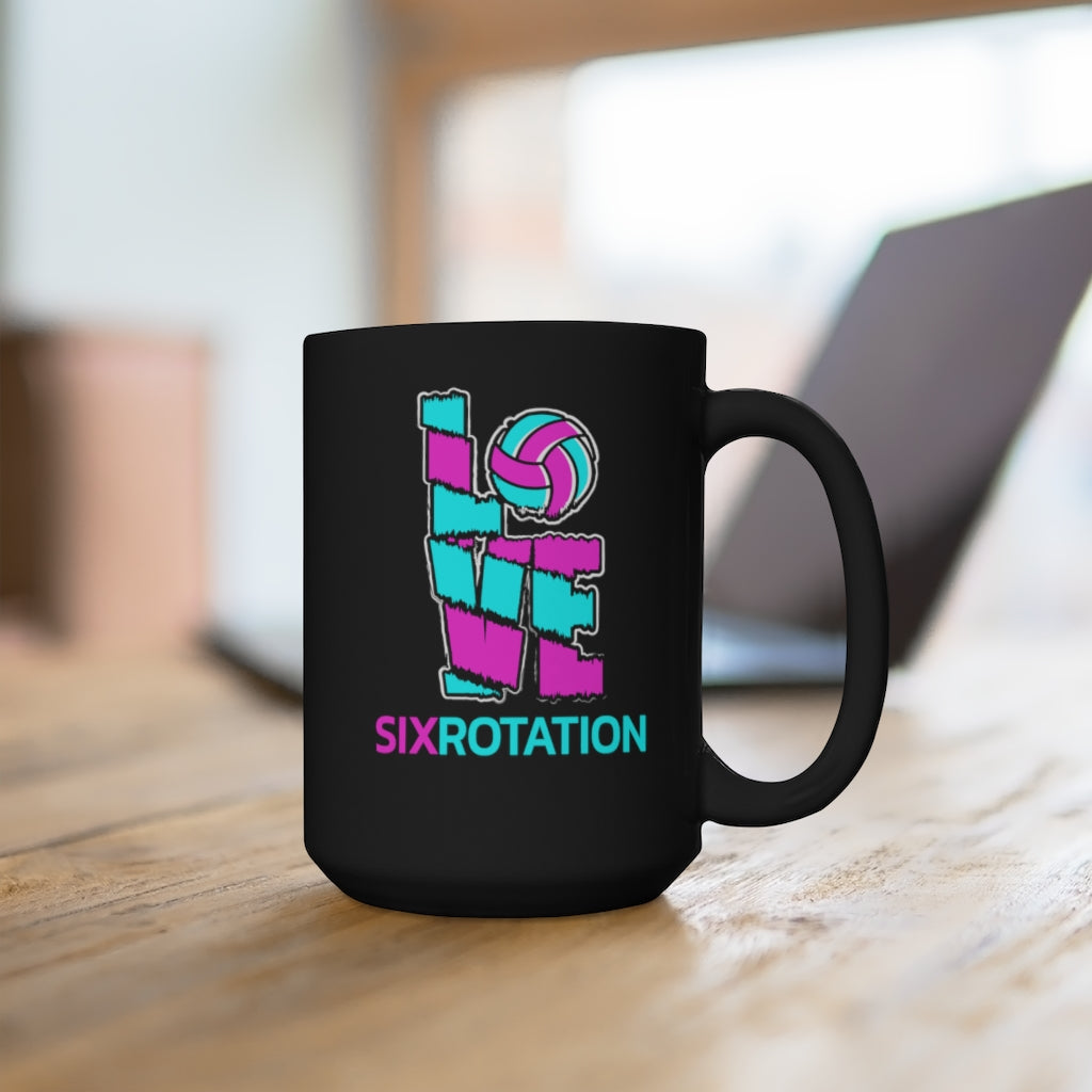 Six Rotation Volley Love Gwen Black Mug 15oz