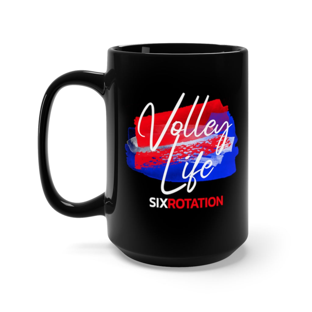 Six Rotation Volley Life USA Black Mug 15oz