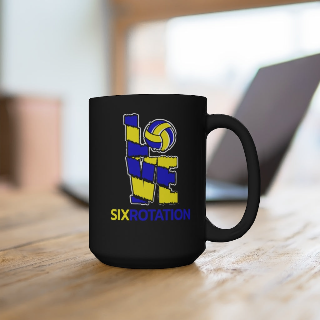 Six Rotation Volley Love Wolverine Black Mug 15oz