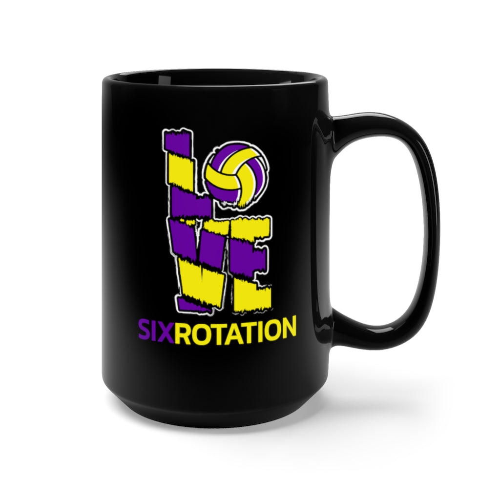 Six Rotation Volley Love LS Black Mug 15oz