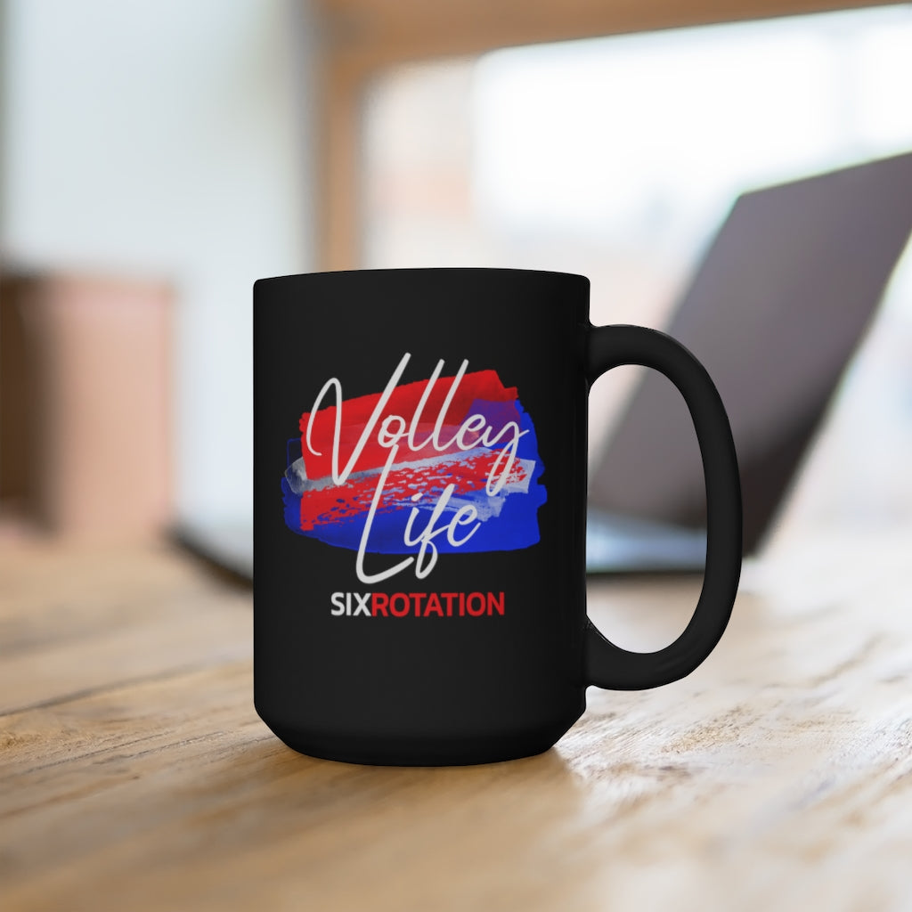 Six Rotation Volley Life USA Black Mug 15oz