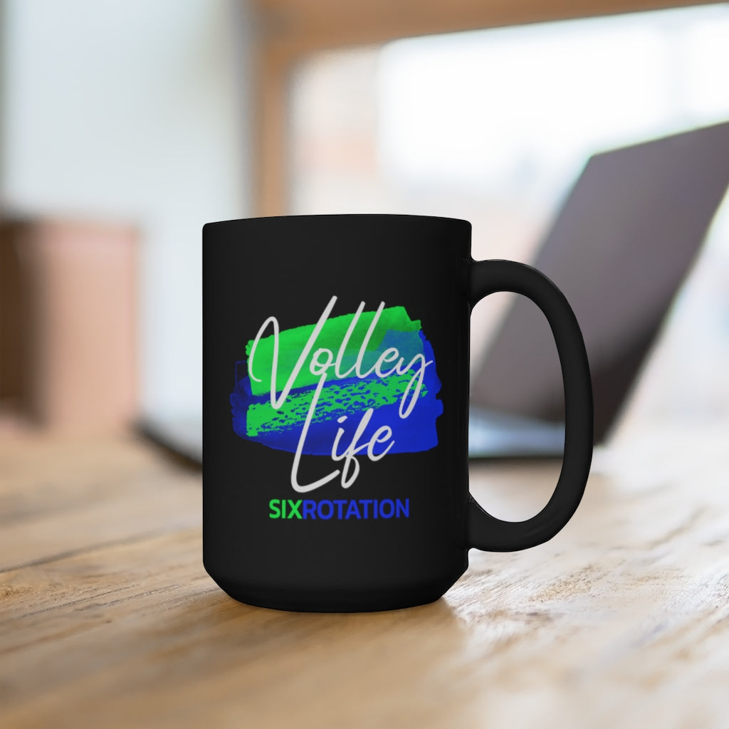 Six Rotation Volley Life Sea Black Mug 15oz