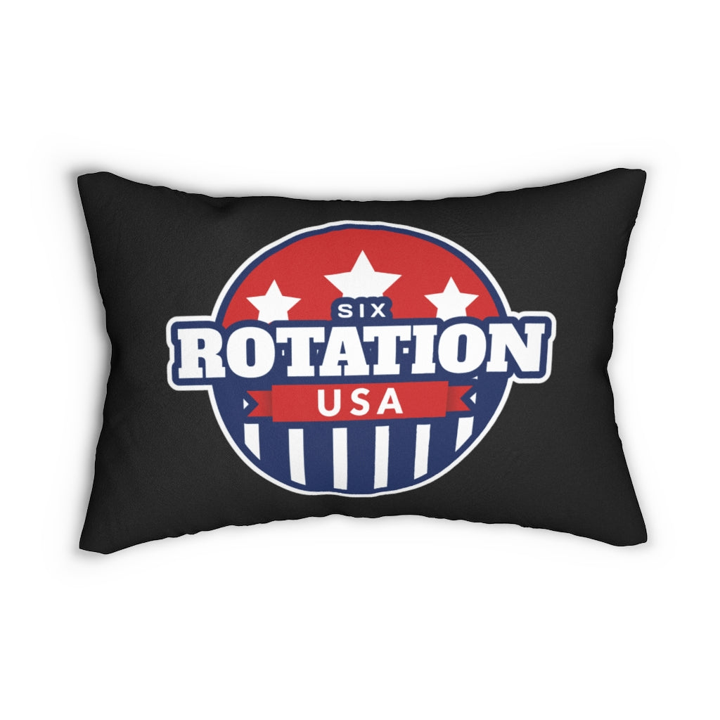 Six Rotation Stars and Stripes Spun Polyester Lumbar Pillow