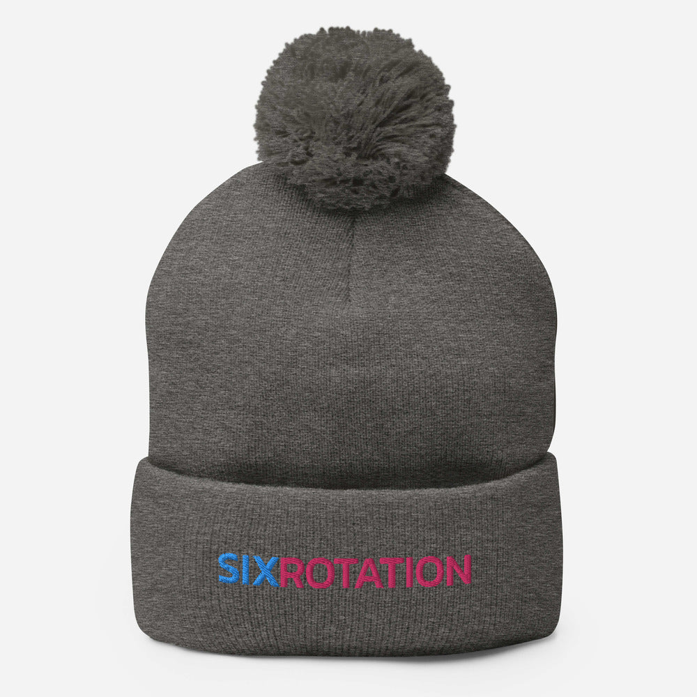 Six Rotation Basic Cotton Candy Pom-Pom Beanie