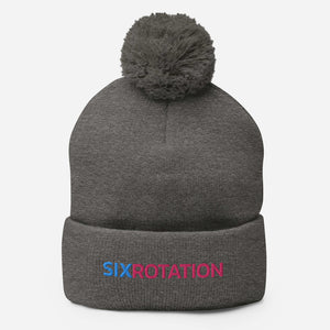 Six Rotation Basic Cotton Candy Pom-Pom Beanie