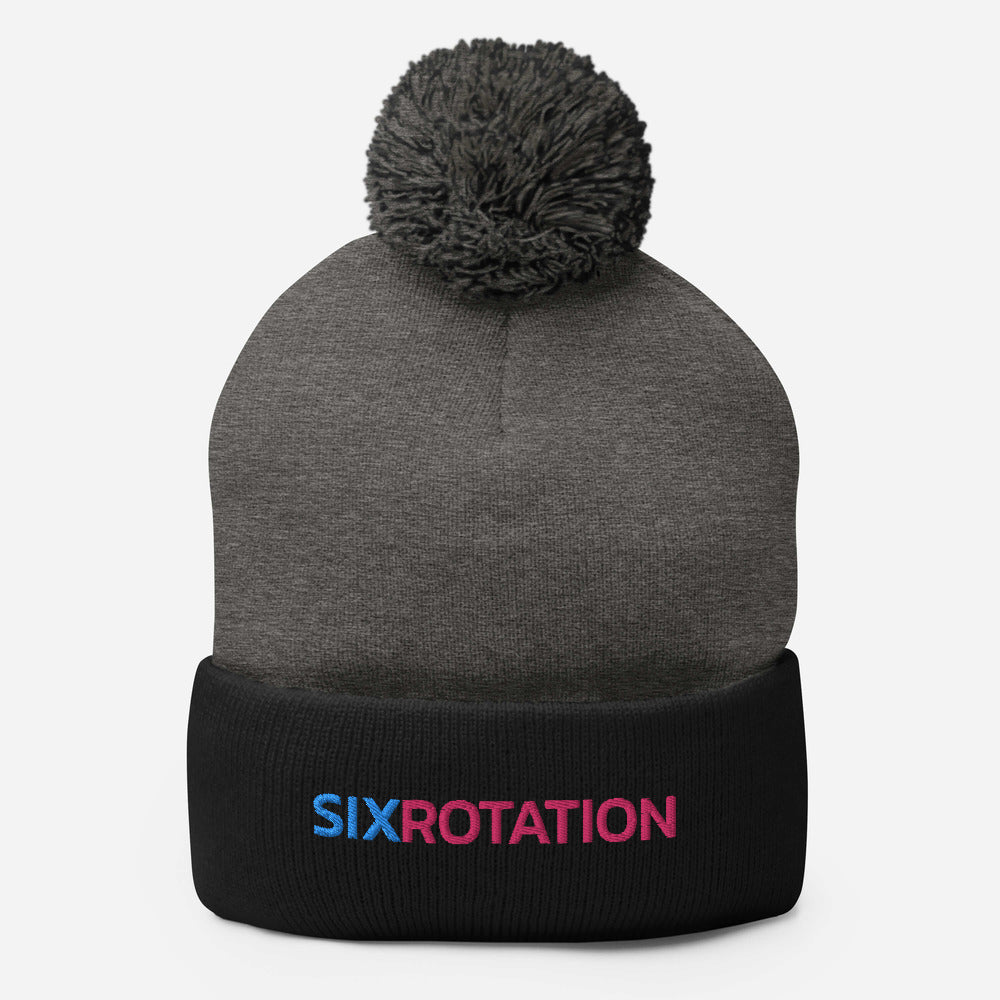 Six Rotation Basic Cotton Candy Pom-Pom Beanie